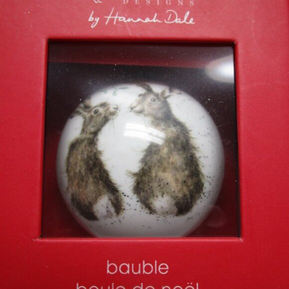 Royal Worcester Wrendale Designs " All I Want" Hare Christmas Bauble Ornament - Picture 3 of 5